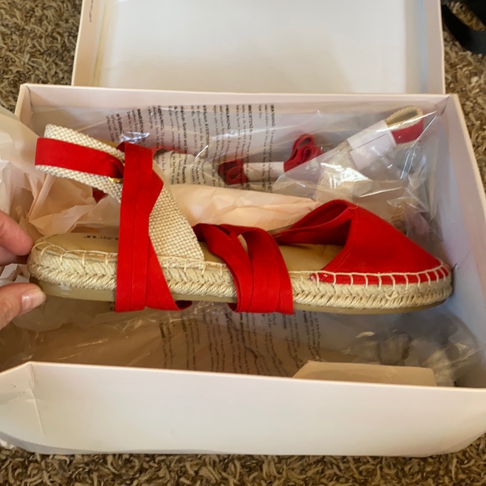 Red lace up sandals